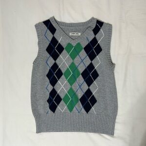 small checked sweater vest💚🩶